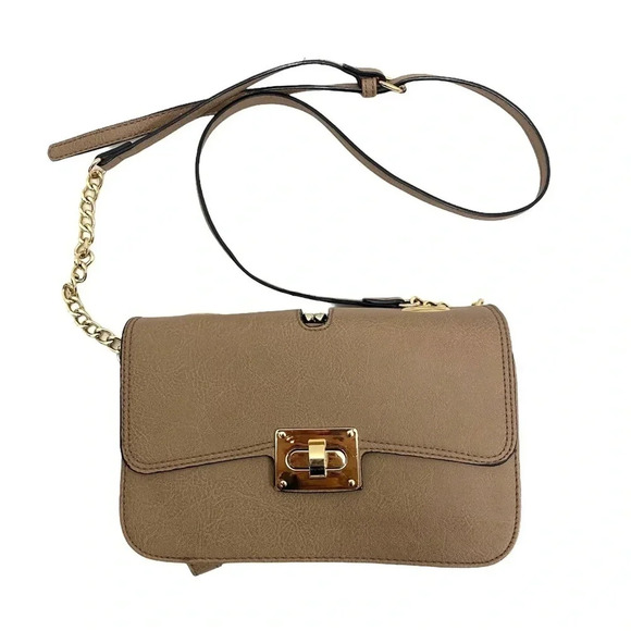 Purse Crossbody Bag Vegan Leather Multi Pockets Chain in Tan Nude - Picture 6 of 10